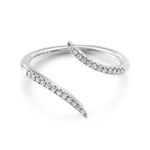 14K White Gold Bypass Open Diamond Ring - LR51052W45JJ