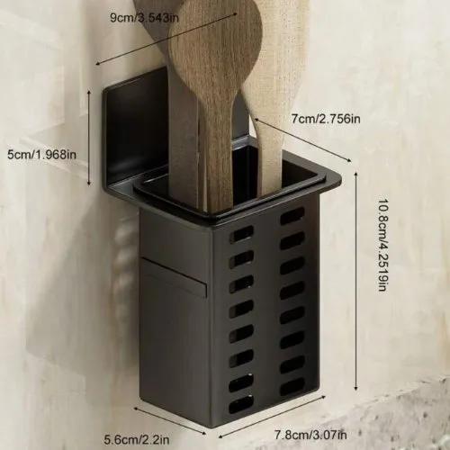 1pc Black Color Wall-Mounted Storage Basket Multi-Functional Kitchen Shelf, Without Drilling For Storage.