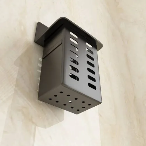 1pc Black Color Wall-Mounted Storage Basket Multi-Functional Kitchen Shelf, Without Drilling For Storage.