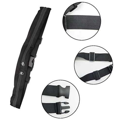 2 Pack Running Belt, Adjustable Big Pocket Running Bag Elastic Strap Waist Pack with 2 Expandable Pockets Fits Mobile Phone Key Clip for Exercise,Hiking,Cycling& Walking