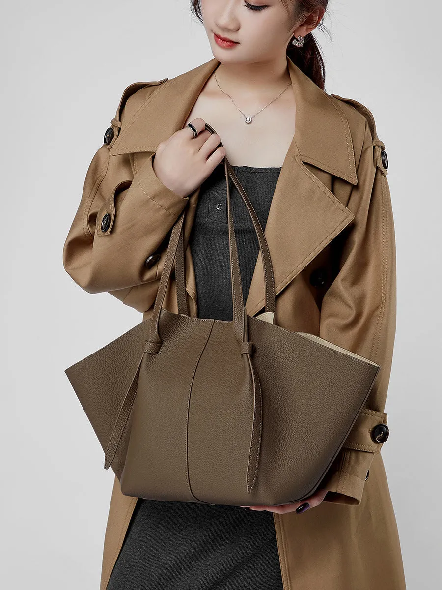 25CM large capacity genuine leather bat carrying wing tote bag 2802 apricot