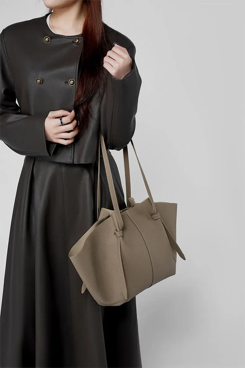 25CM large capacity genuine leather bat carrying wing tote bag 2802 apricot