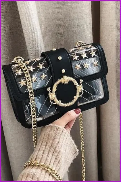 4 Colors Transparent Rivet Cross Body Bag F100