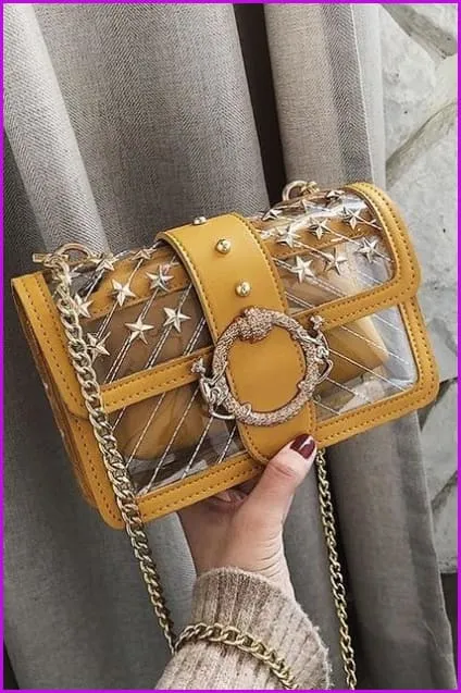 4 Colors Transparent Rivet Cross Body Bag F100