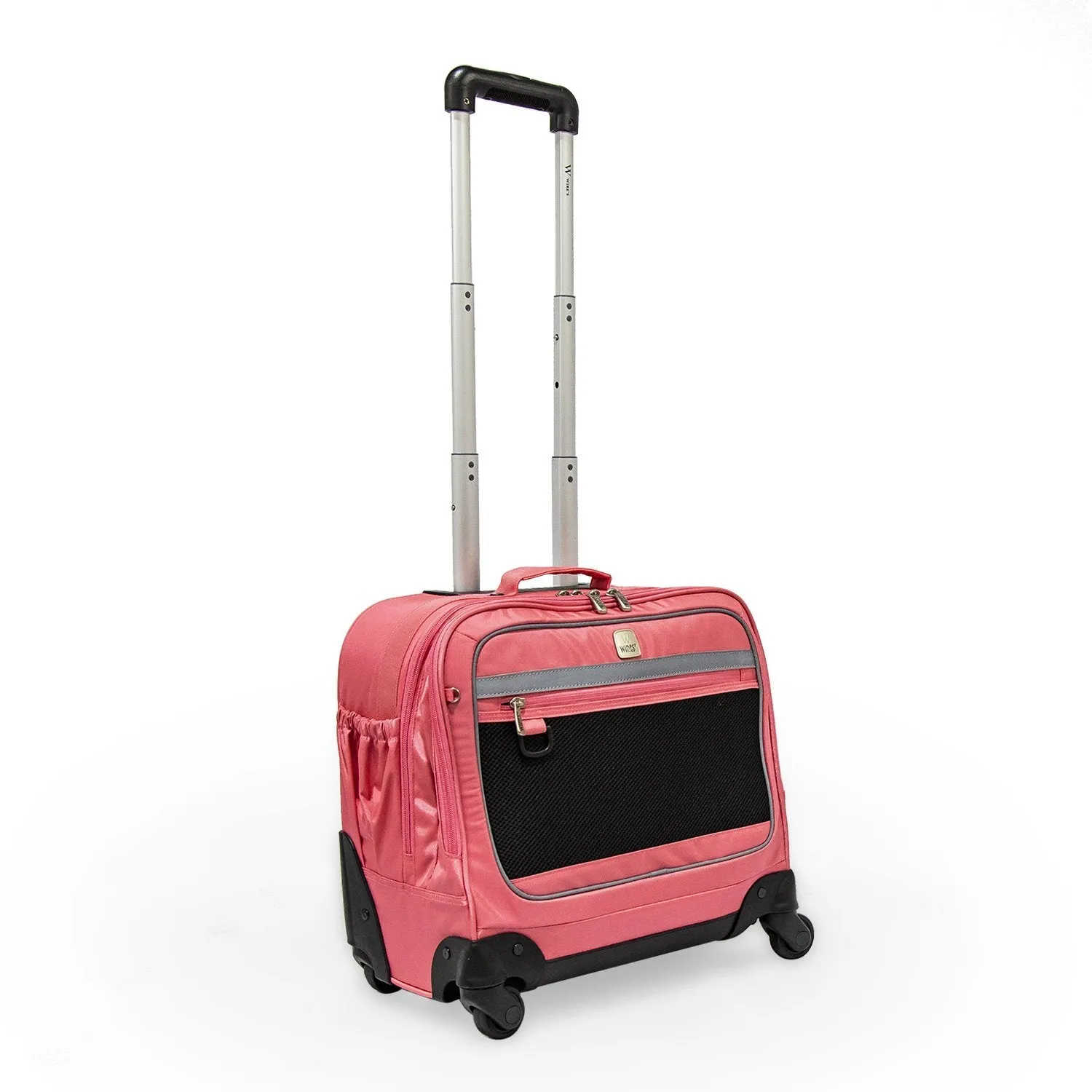 5 Pieces Set - 4 Wheels School Bag trolley with Lunch Bag   Pencil Case   Water Bottle & Wires Stationary Pink