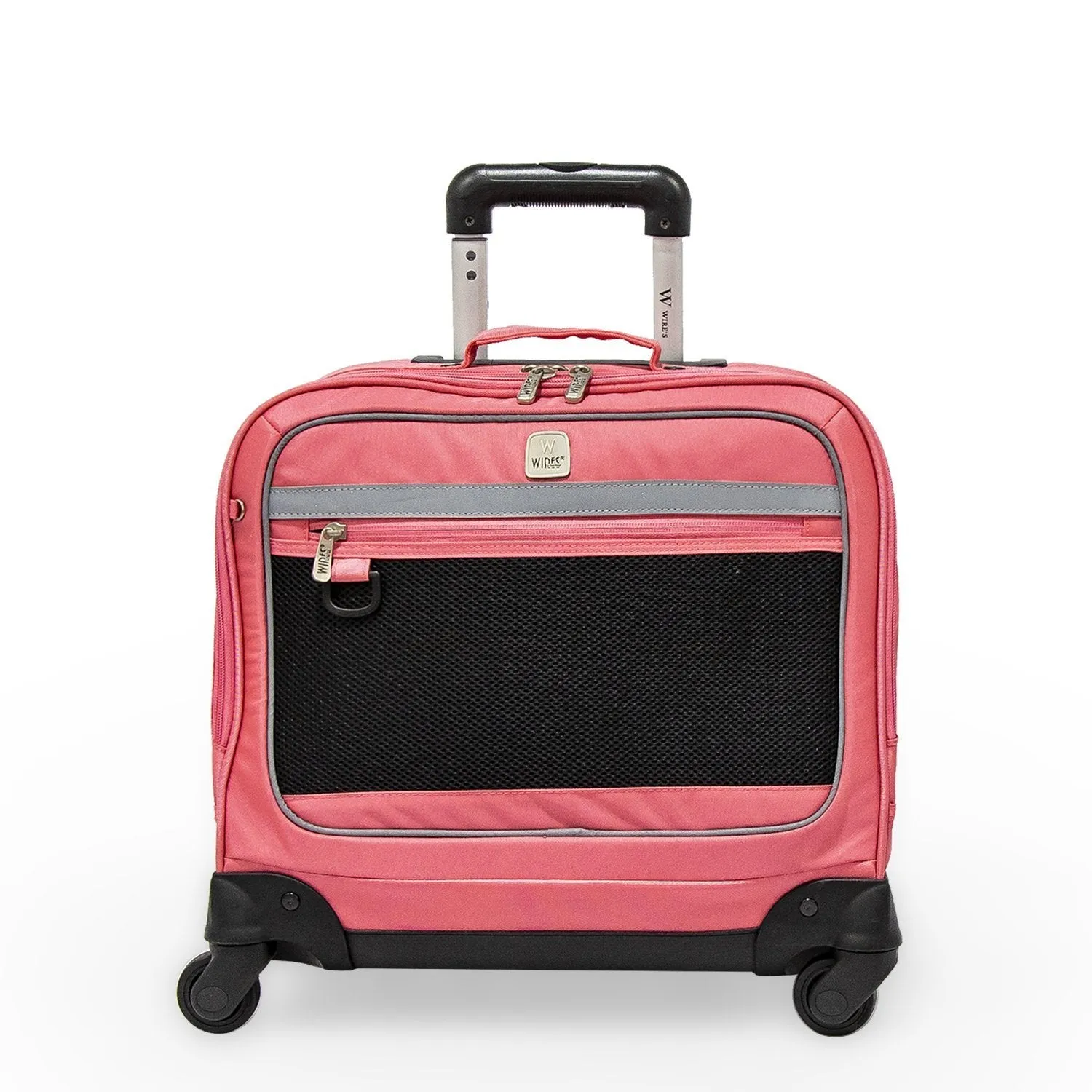 5 Pieces Set - 4 Wheels School Bag trolley with Lunch Bag   Pencil Case   Water Bottle & Wires Stationary Pink