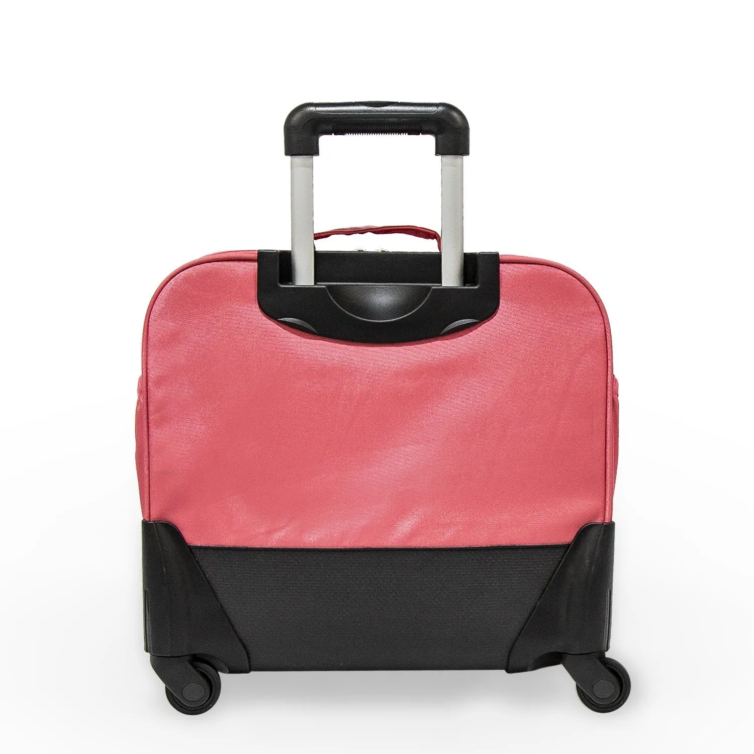 5 Pieces Set - 4 Wheels School Bag trolley with Lunch Bag   Pencil Case   Water Bottle & Wires Stationary Pink