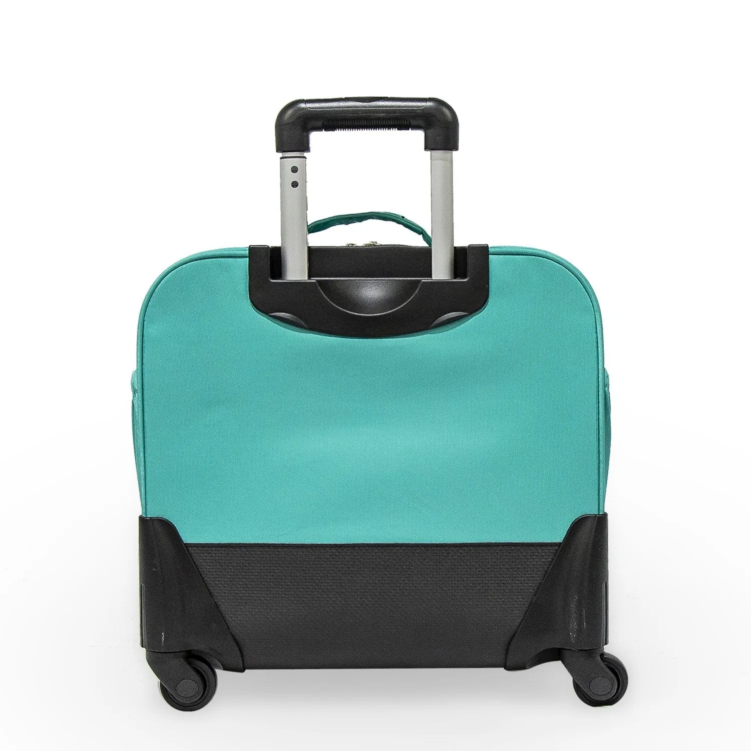 5 Pieces Set - 4 Wheels School Bag trolley with Lunch Bag   Pencil Case   Water Bottle & Wires Stationary Teal