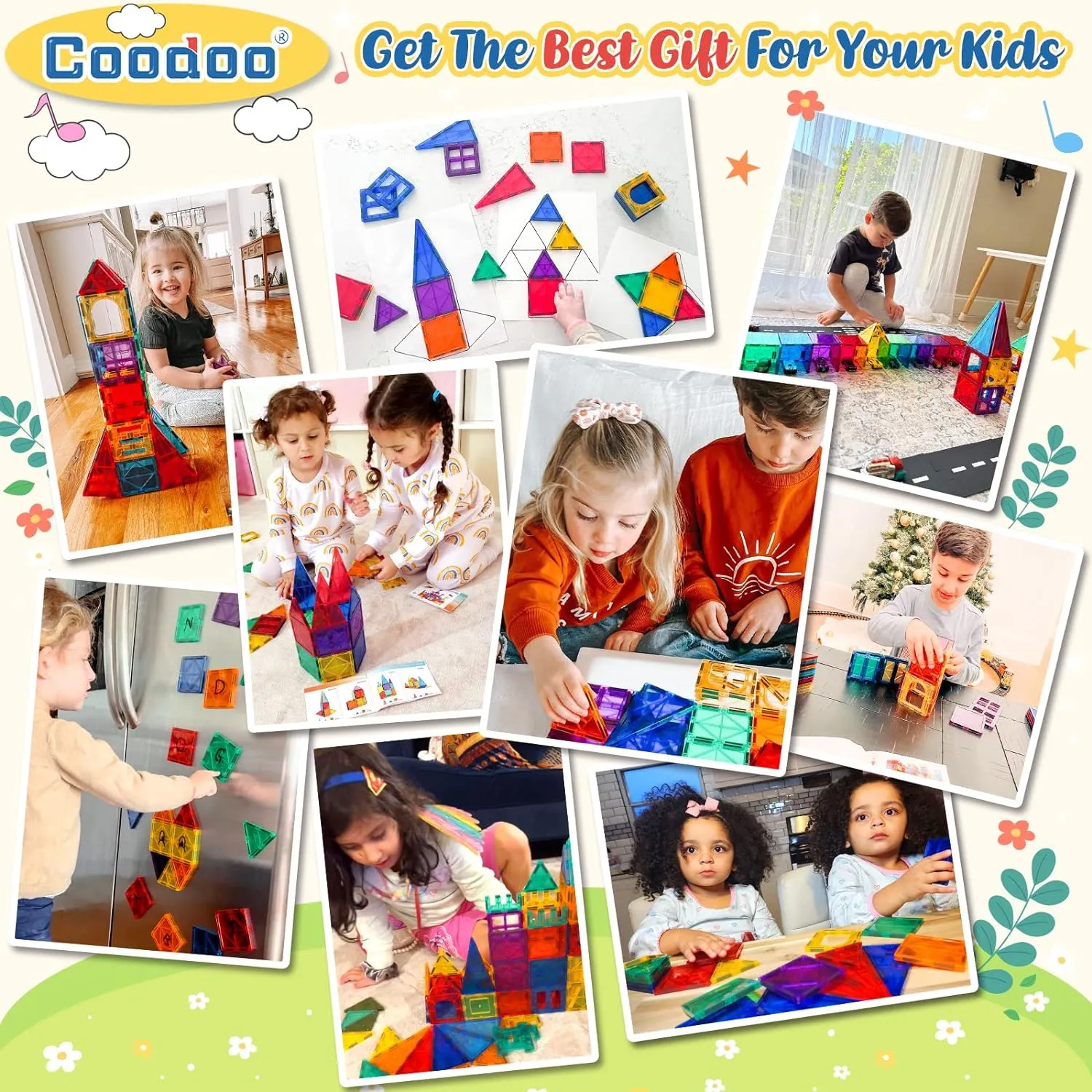 60 PCS Magnetic Building Tiles Kids Toys STEM Magnetic Blocks Sensory Toys Kids Games Magnet Building Toys for Boys and Girls Aged 3 , Kids Brain Development Preschool Kindergarten Toddler Toys