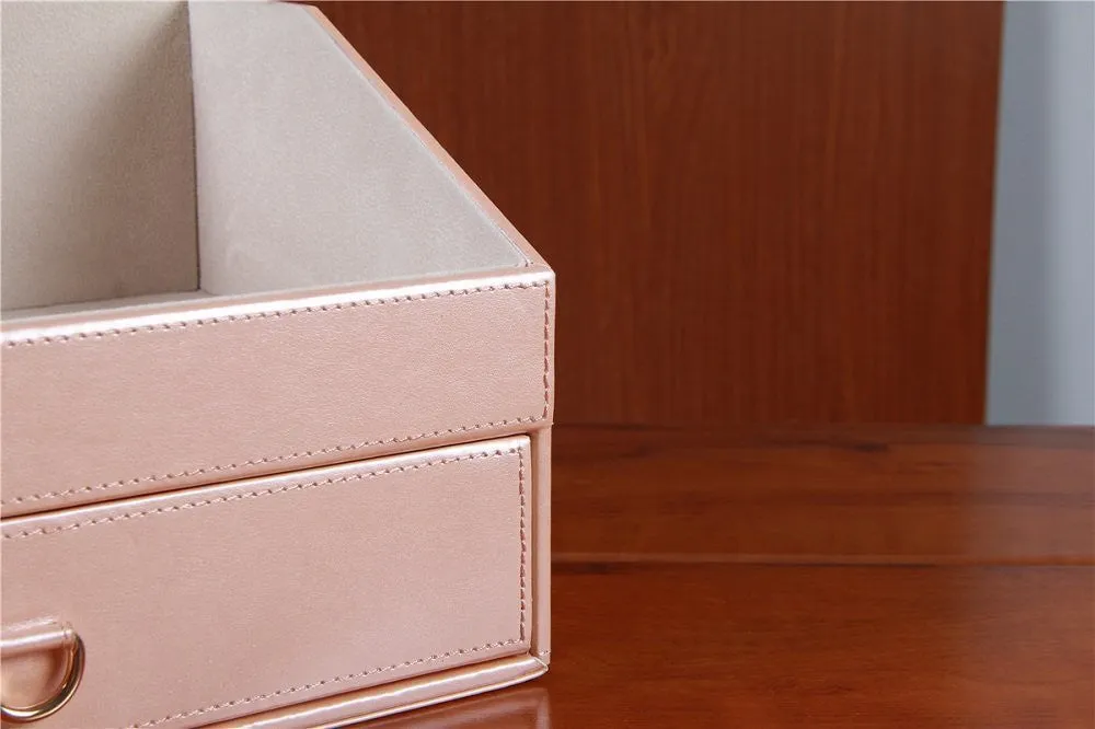 Arolly Fashion PU Leather Cosmetic and Jewelry Desktop Storage Box