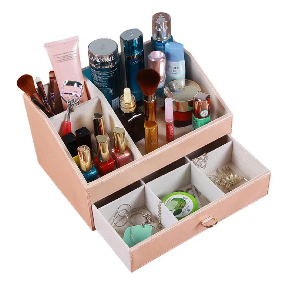 Arolly Fashion PU Leather Cosmetic and Jewelry Desktop Storage Box