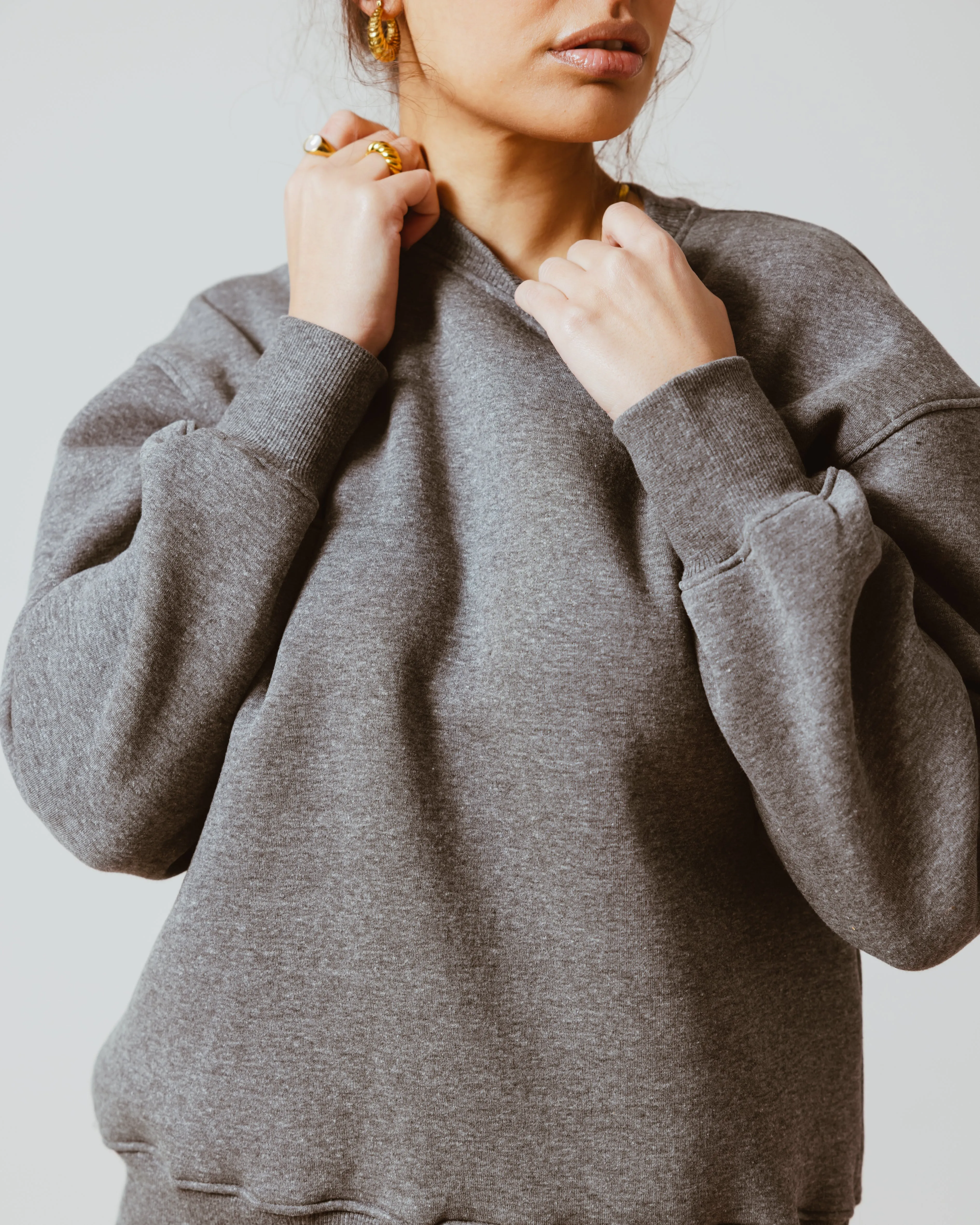 BASIC CROPPED SWEATSHIRT GREY