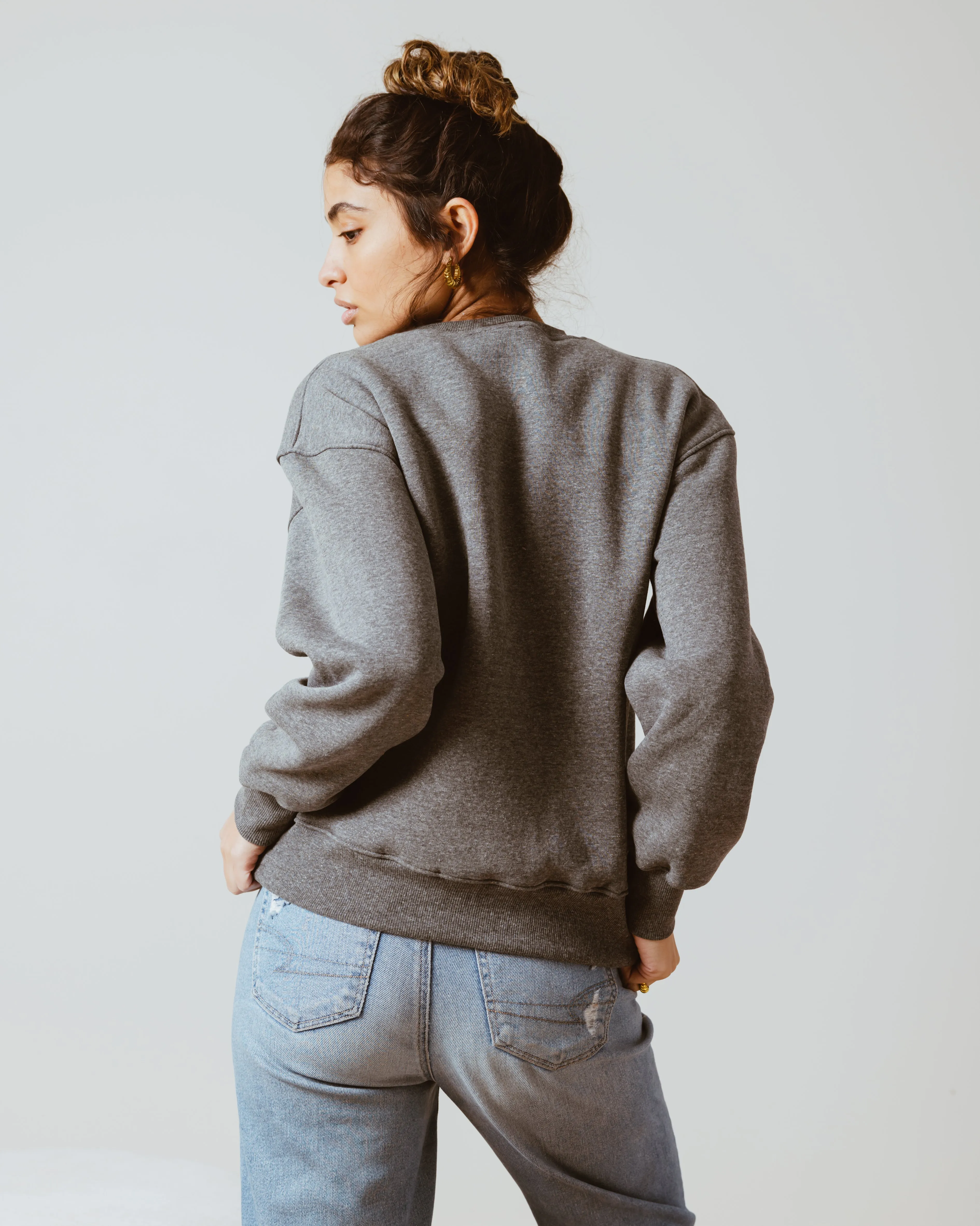 BASIC CROPPED SWEATSHIRT GREY
