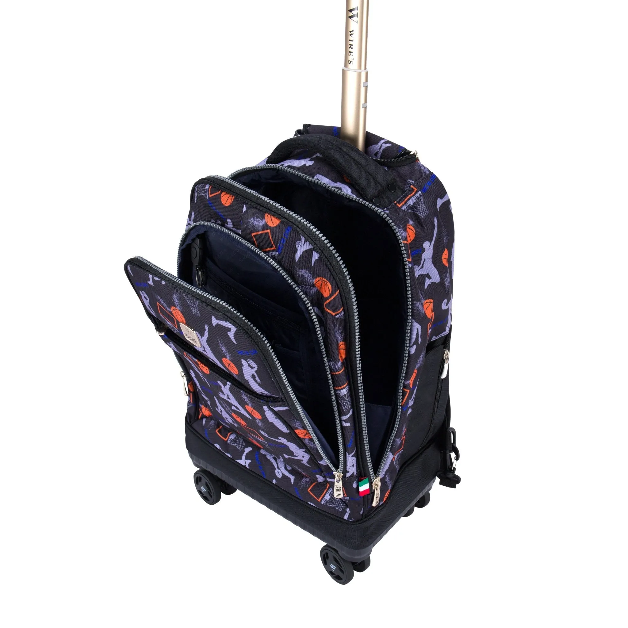 Basketball 8-Wheels School Backpack Trolley Set (Lunch bag & Pencil Case)