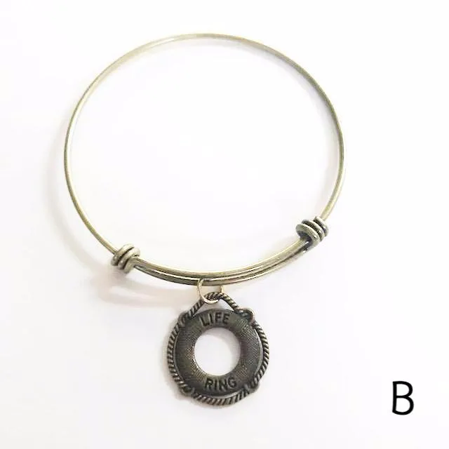 Bronze bracelet with bronze charm/stacking/expandable to fit everyone