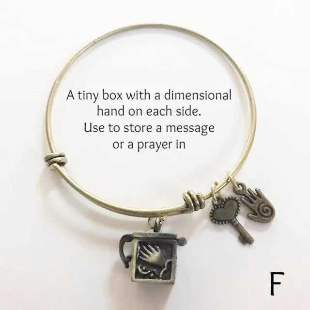 Bronze bracelet with bronze charm/stacking/expandable to fit everyone