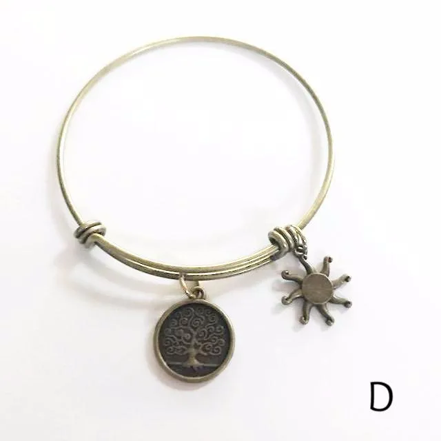 Bronze bracelet with bronze charm/stacking/expandable to fit everyone