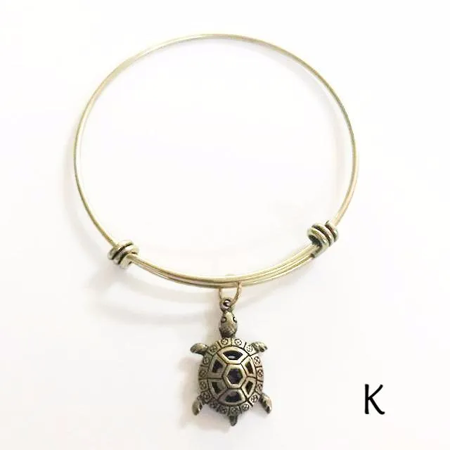 Bronze bracelet with bronze charm/stacking/expandable to fit everyone