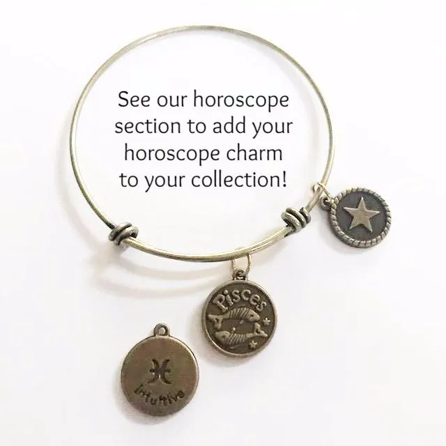 Bronze bracelet with bronze charm/stacking/expandable to fit everyone