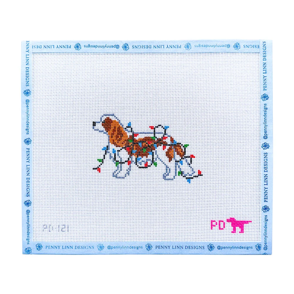 Cavalier King Charles Spaniel Wrapped in Lights