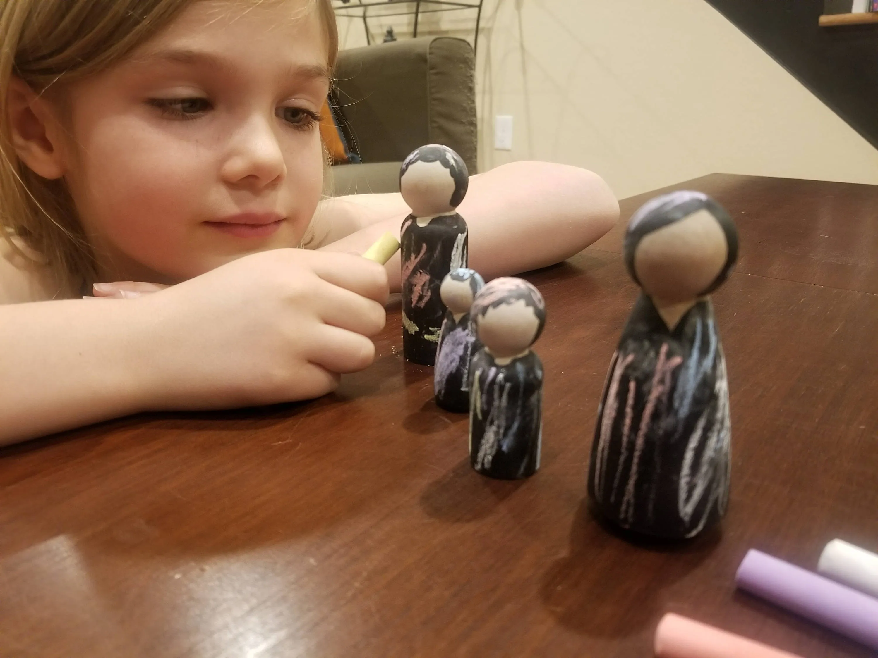 Chalkboard peg dolls