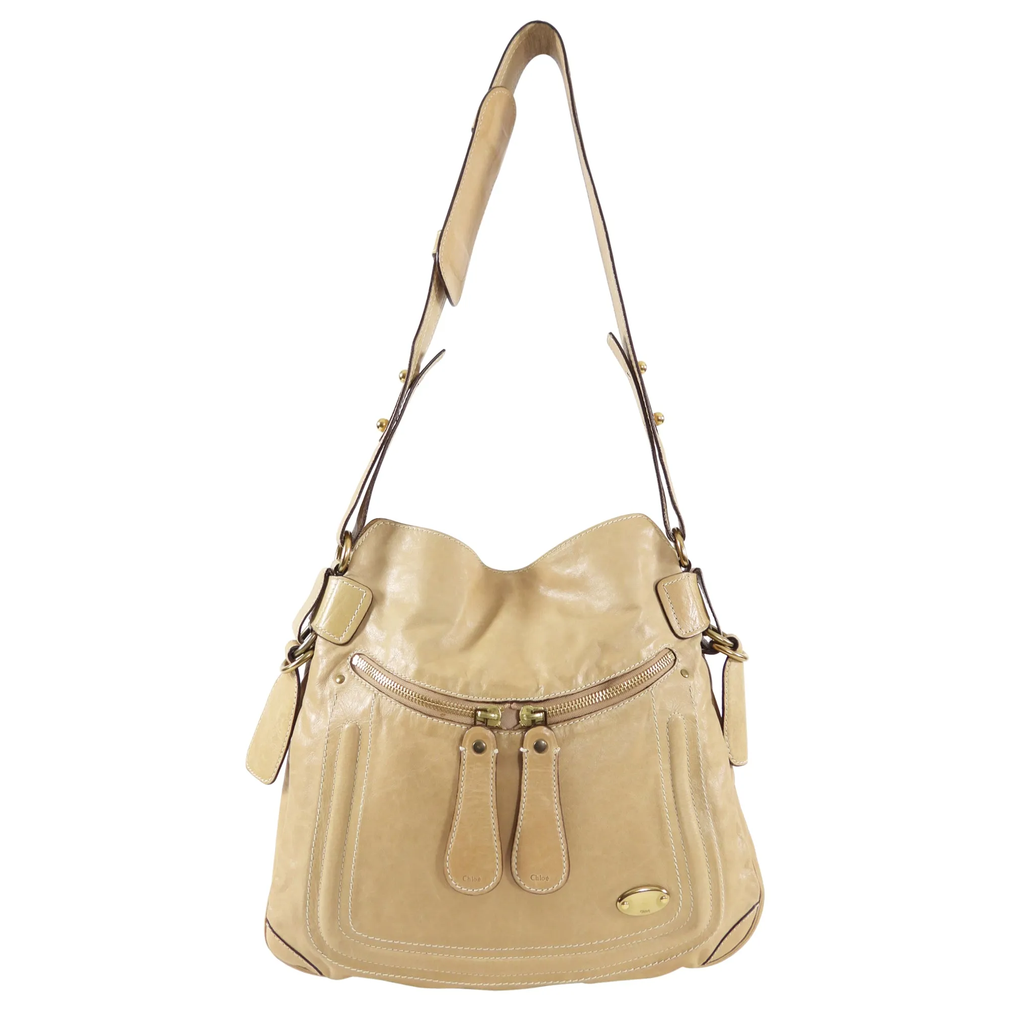 Chloe Light Beige Leather Crossbody Bag
