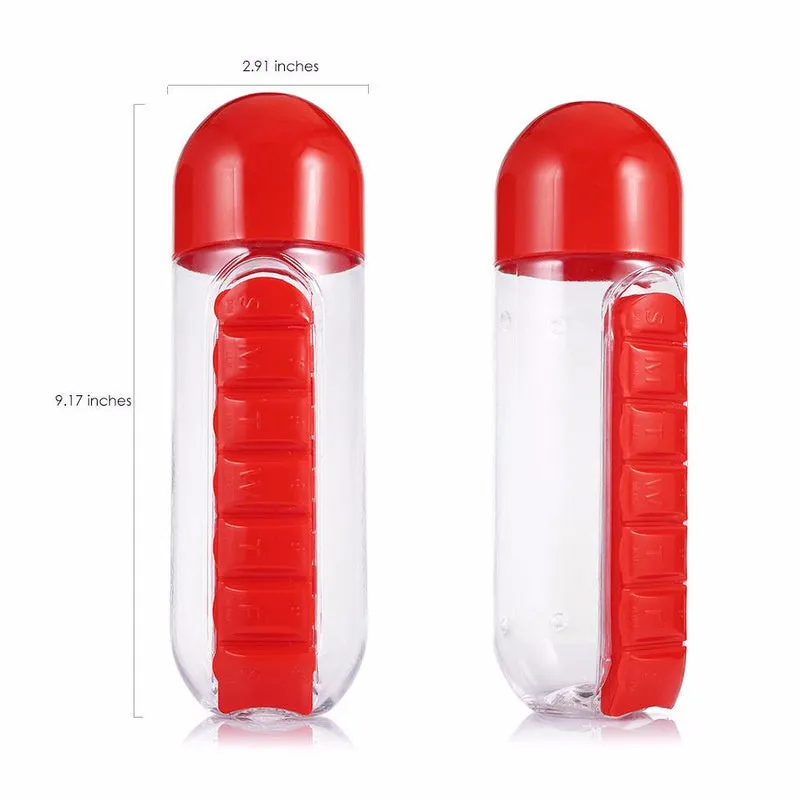 Combine Daily Pill Box Organizer with Water Bottle 20oz/600ml