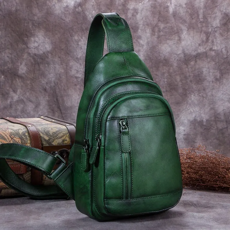 Cool Women's Chest Sling Bag Purse One Strap Leather Backpack For Women