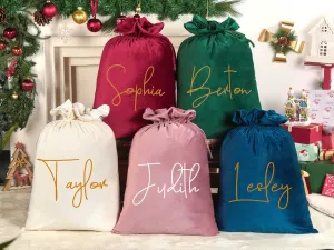 Custom Large Velvet Santa Sack, Christmas Gift Bag, Xmas Gift Bags, Christmas Gift Bag for New Year Christmas Party Supplies Favors