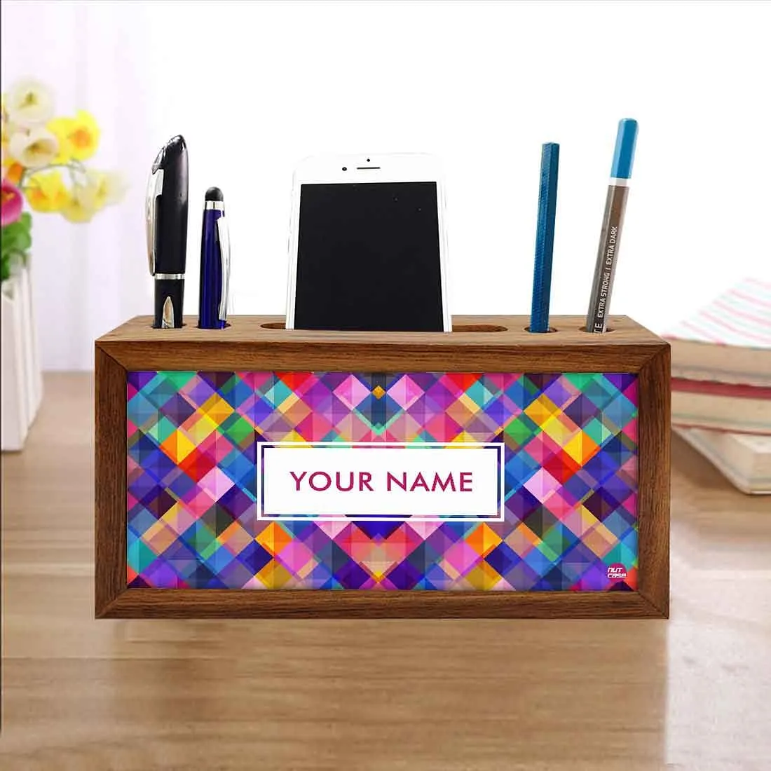 Customized Small Wooden desk organizer - Colorful Checkbox