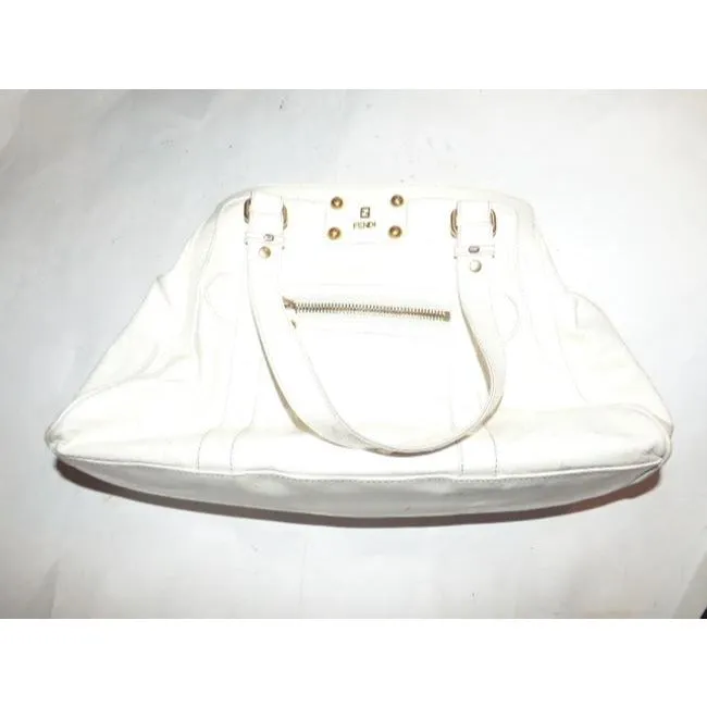 Fendi Vintage Pursesdesigner Purses White Crinkled Patent Leather Satchel
