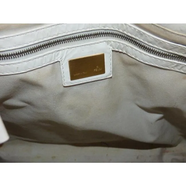 Fendi Vintage Pursesdesigner Purses White Crinkled Patent Leather Satchel