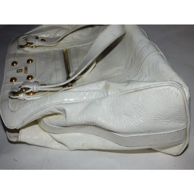 Fendi Vintage Pursesdesigner Purses White Crinkled Patent Leather Satchel