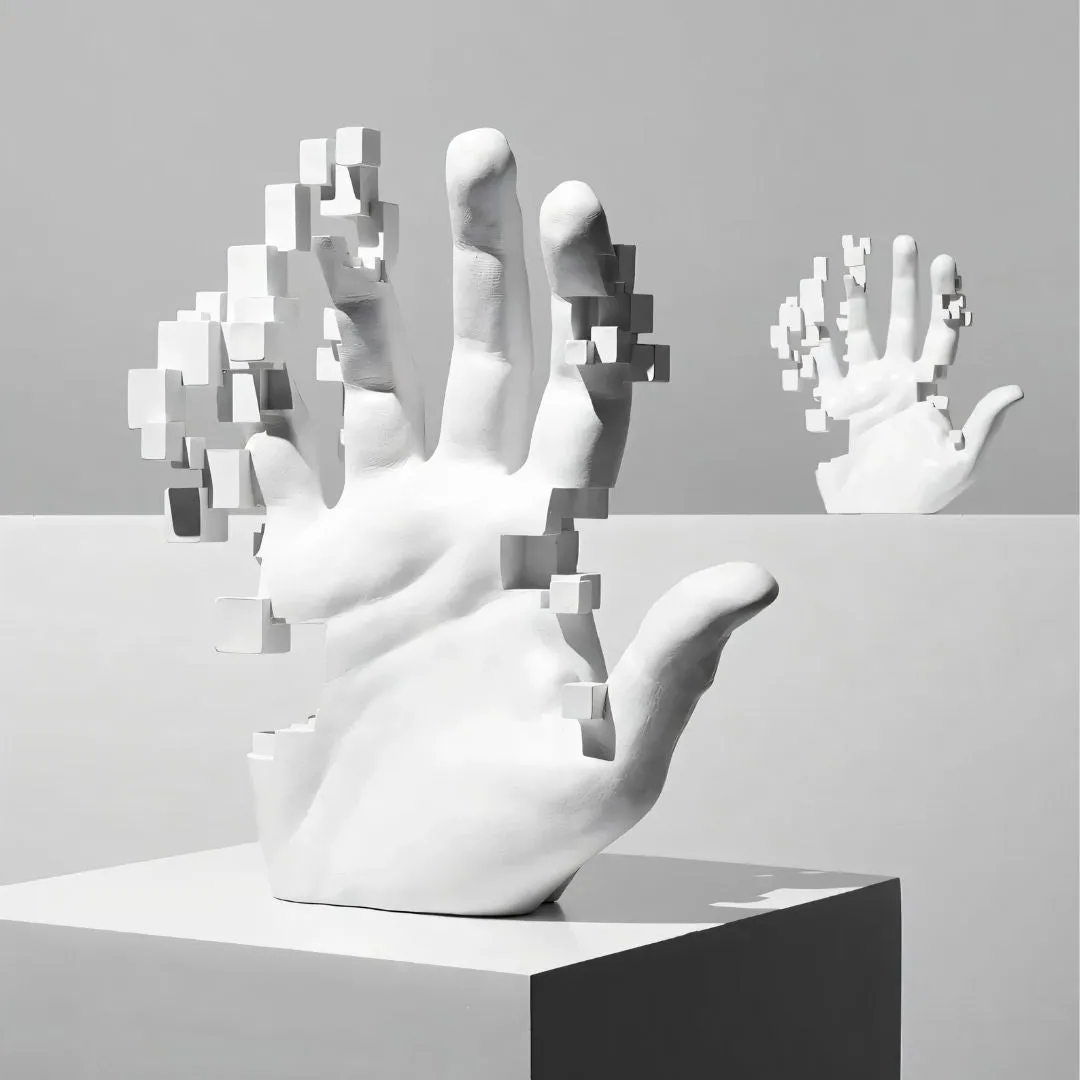 GLITCHED REALITY HAND SCULPTURE