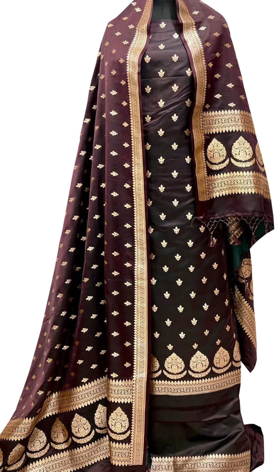 Graceful Maroon Banarasi Silk Suit Set