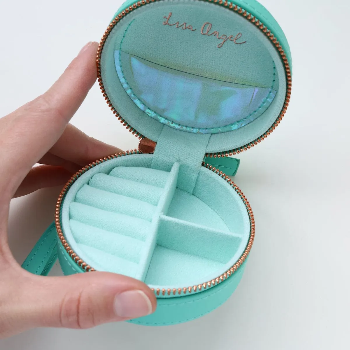 Green Mini Round Travel Jewelry Case
