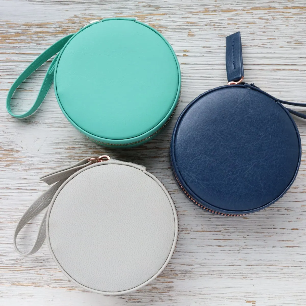 Green Mini Round Travel Jewelry Case