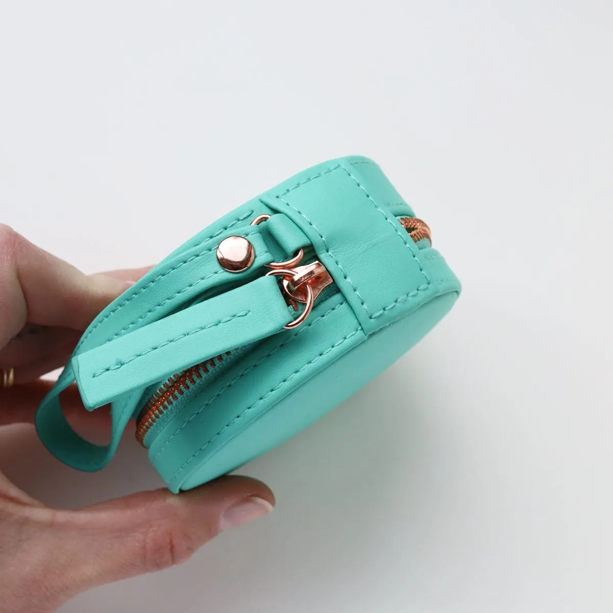 Green Mini Round Travel Jewelry Case
