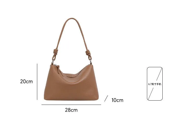 Head layer cowhide armpit large capacity single shoulder dumpling wrap 2896 caramel