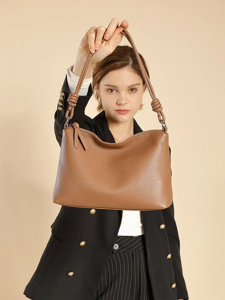 Head layer cowhide armpit large capacity single shoulder dumpling wrap 2896 caramel