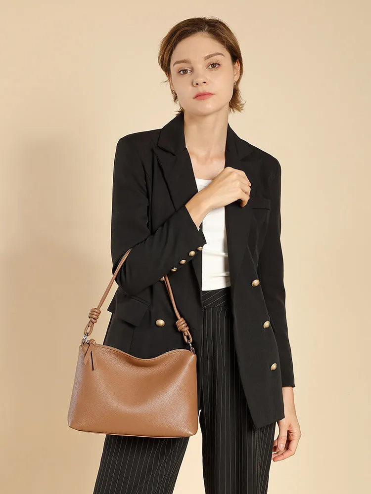 Head layer cowhide armpit large capacity single shoulder dumpling wrap 2896 caramel