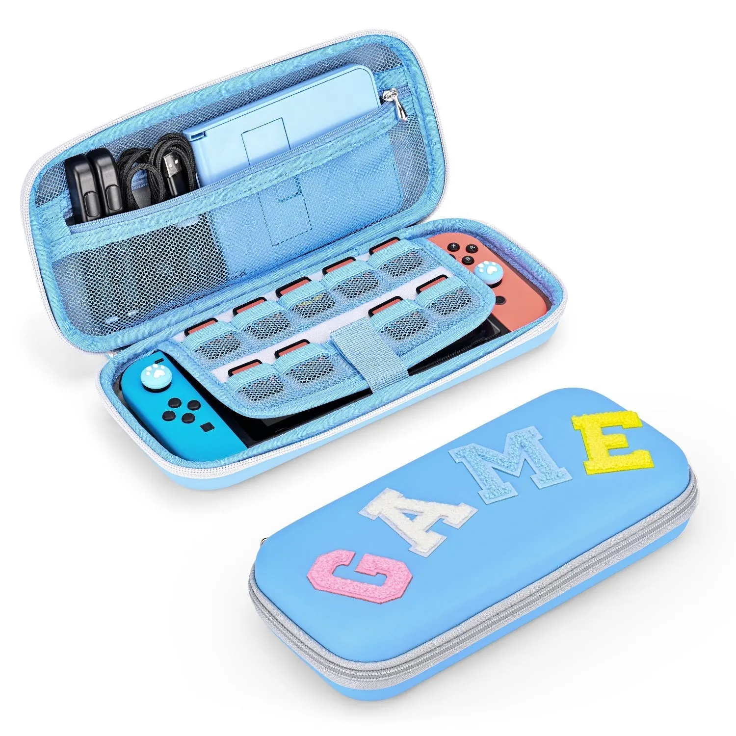 innoAura  Switch/OLED Case for NS, 16 in 1 Switch Accessories Bundles(Pink-grey Splicing)