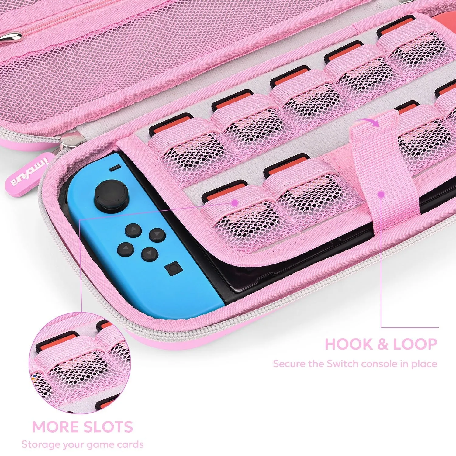 innoAura  Switch/OLED Case for NS, 16 in 1 Switch Accessories Bundles(Pink-grey Splicing)