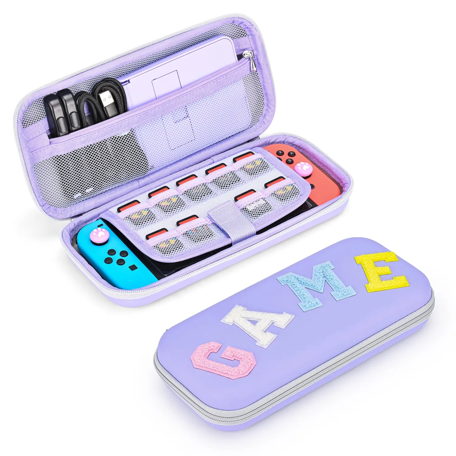 innoAura  Switch/OLED Case for NS, 16 in 1 Switch Accessories Bundles(Pink-grey Splicing)