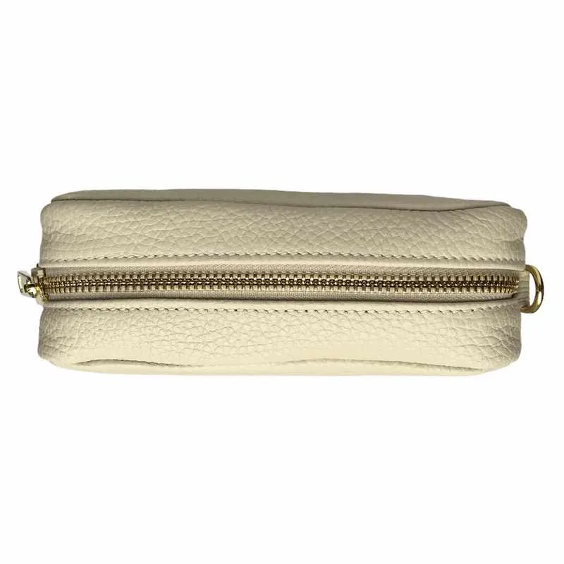 Italian Leather Box Bag in Cream