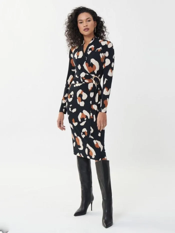 Joseph Ribkoff T Black Brown and Vanilla Printed Dress 223036 178