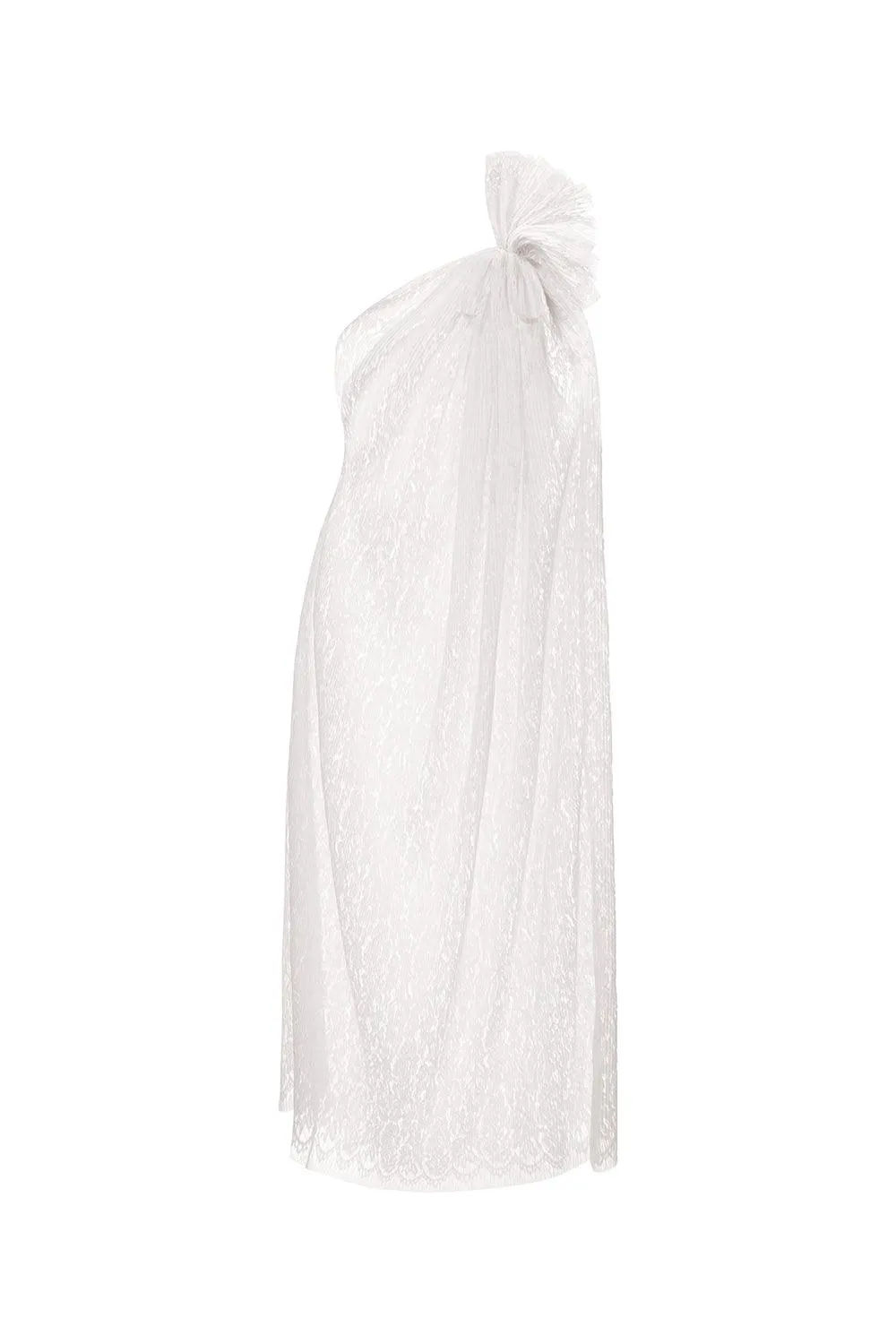 Lady Straight One Shoulder Lace Maxi Dress