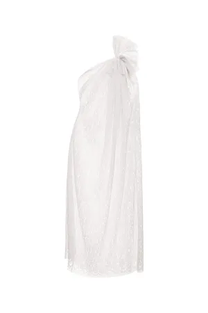 Lady Straight One Shoulder Lace Maxi Dress