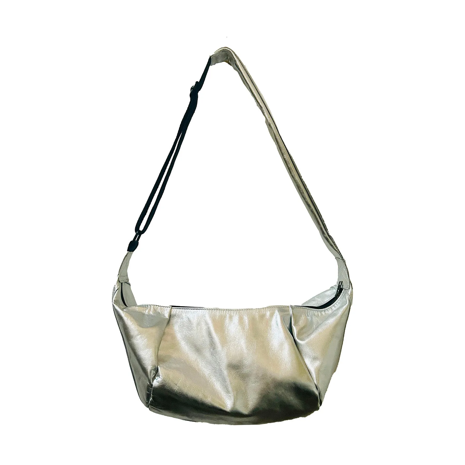Large Silver Leather Crossbody Bag