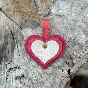 Leather Heart Bag Charm in Pink, Red and Rose Gold